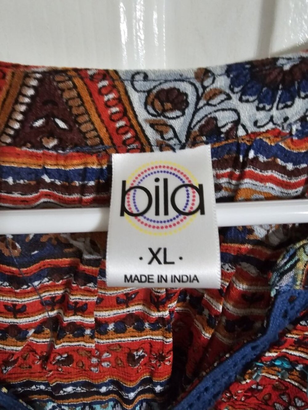 Bila Women XL Tunic Blue Multi Paisley Festival Boho Archival Rare Statement HTF - Picture 4 of 7